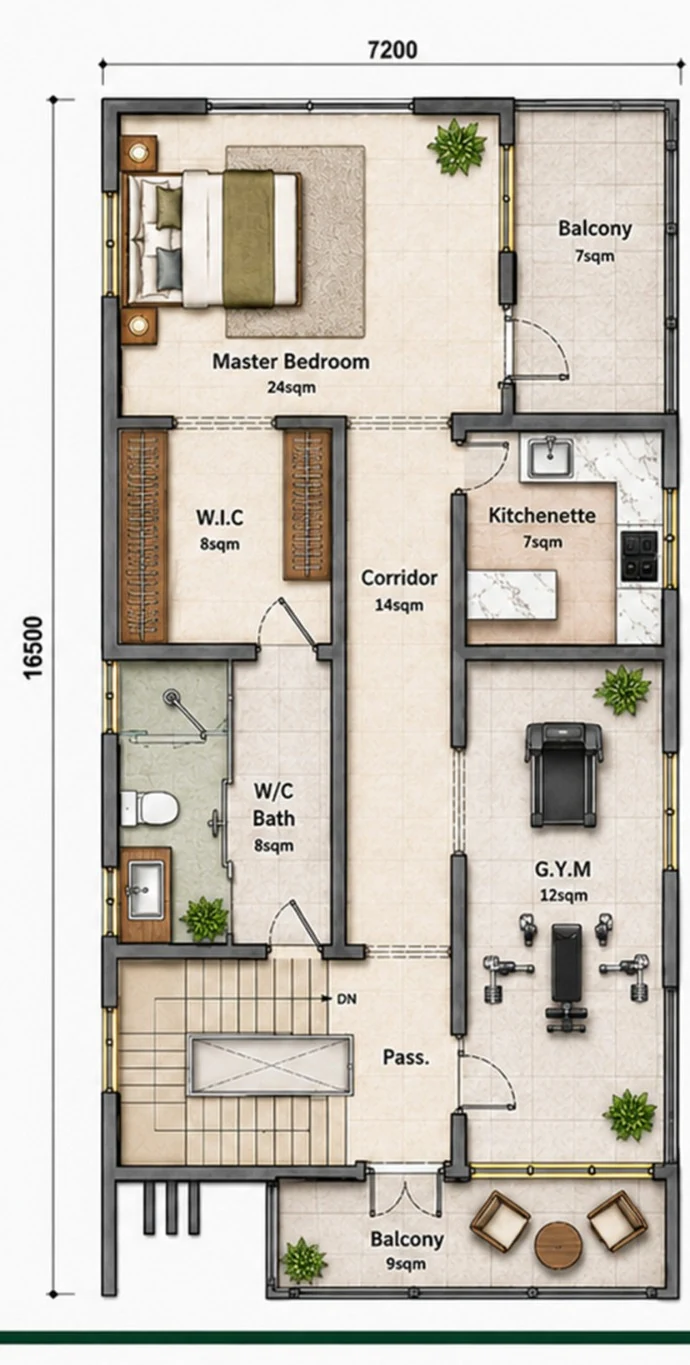 Pent floor floor plan