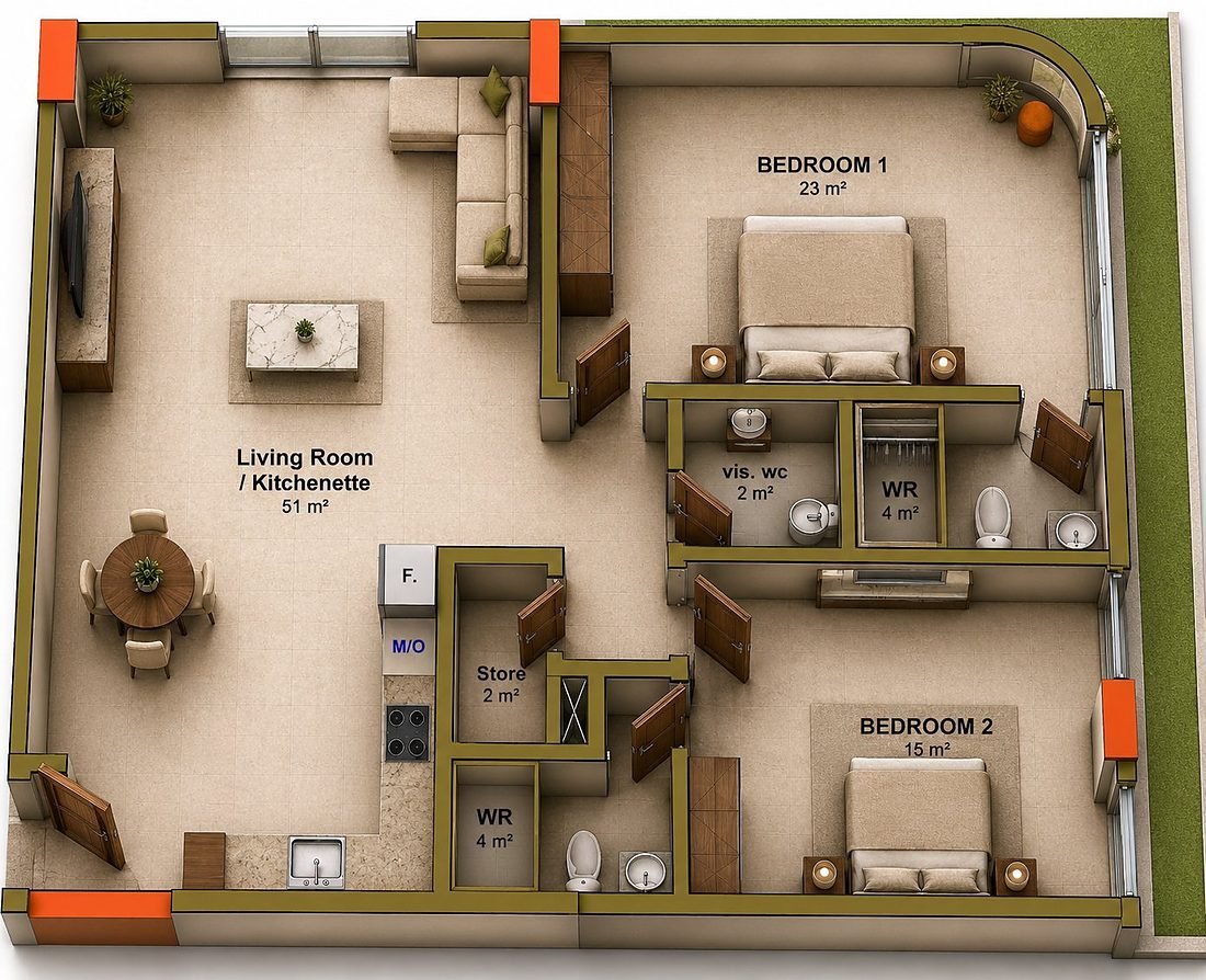 2 Bedroom floor plan