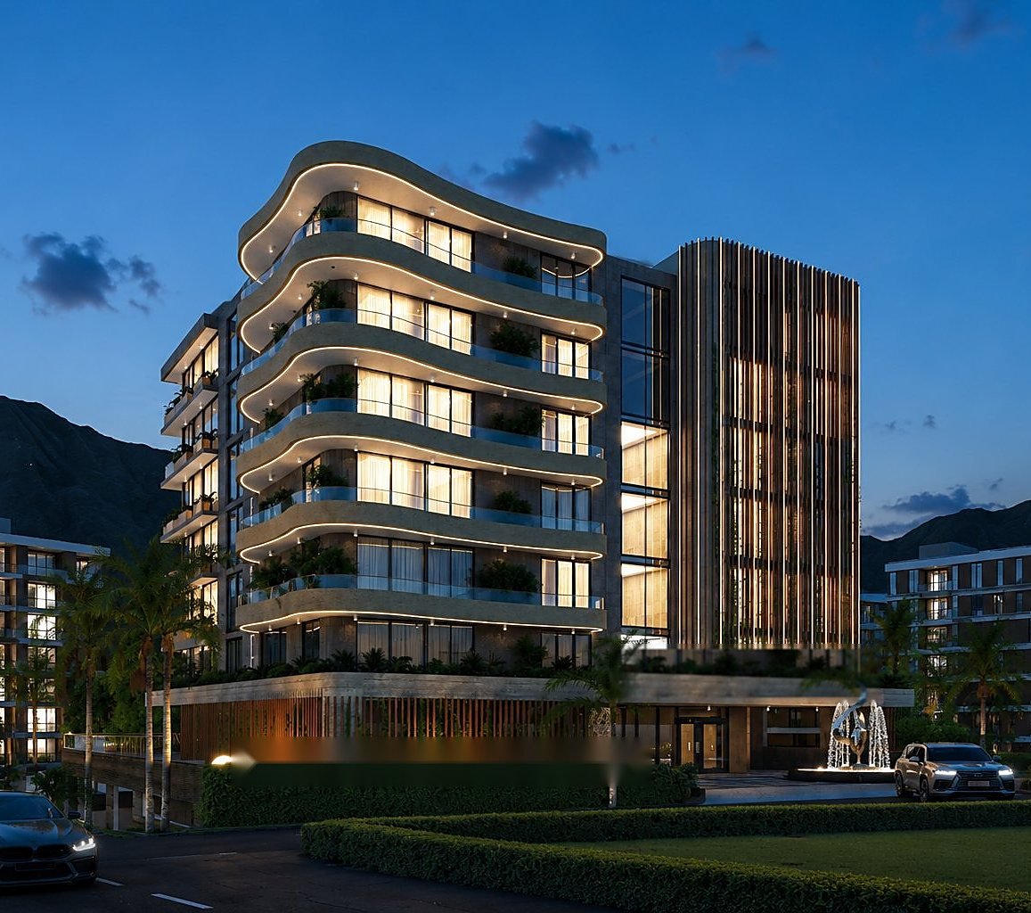 The Peduase Haven at dusk in its hillside setting